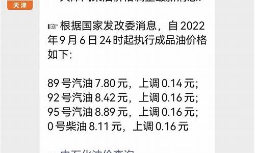 天津今日油价一览表_天津最新油价调整最新消息今天